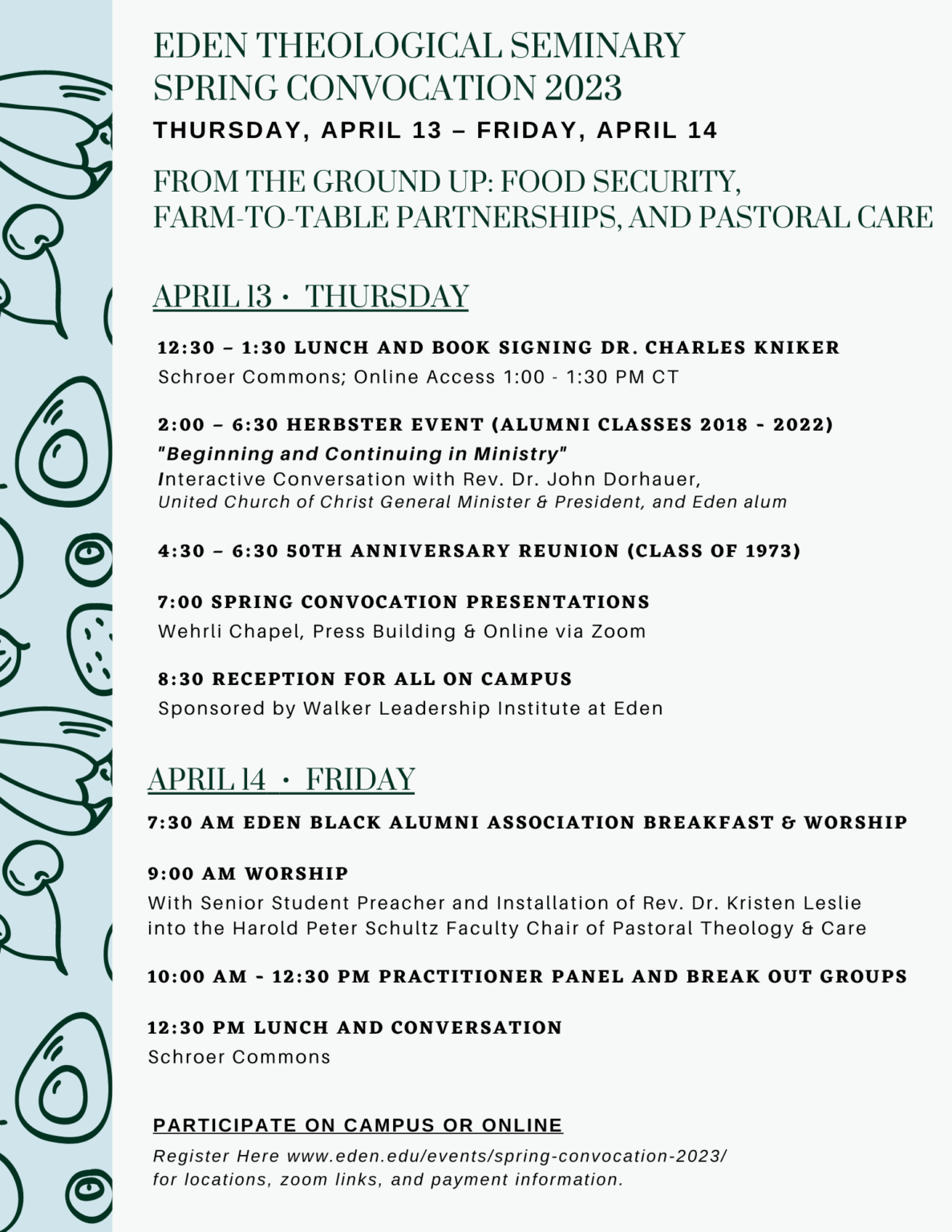 2023 Convocation schedule Eden Theological Seminary